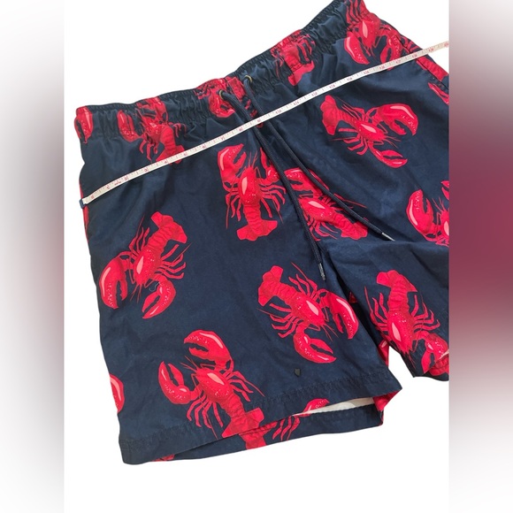 Men’s navy blue red nautical lobster swim shorts pull on swim trunks 36-38 L - Picture 3 of 6